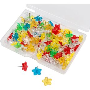 100PCS Star Shape Multi-Color Push Pins, Plastic Decorative Thumb Tacks for Wall Hanging Bulletin Board Calendar Photo in Kuwait