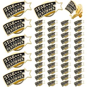 Tondiamo 50 Pcs Awards Gifts Star Performer Lapel Pins Employee of The Month Recognition Volunteer Star Pins Employee Volunteer Reward(Star Performer)
