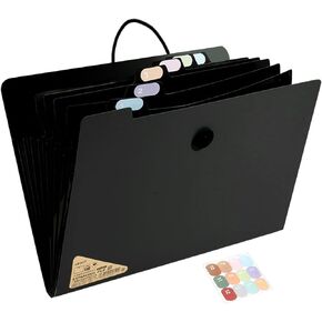 Marte Vanci Expanding File Folder, 13 Pockets Folder Expandable, A4 Letter Size Accordian Folder, Elastic Cord Closure Documents Paper Organizer with 12 Labels for School Office Light Green