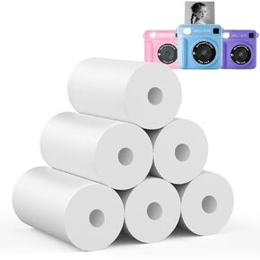 Kids Instant Print Camera Paper - 6 Rolls BPA-Free Photo Printing Paper, Refill Paper for Most Kids Camera 2.2x1 Inch