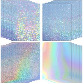 Koala Holographic Sticker Paper for Inkjet & Laser Printers, 20 Sheets Printable Vinyl Sticker Paper Waterproof 8.5x11 Inch - Dimond/Rainbow/Dots/Stars