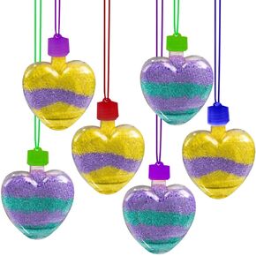ArtCreativity Valentines Sand Art Heart Bottle Necklaces, Pack of 12, Sand Art Craft Kit with Heart Shaped Bottles, Craft Party Supplies and Party Favors for Kids - Sand Sold Separately