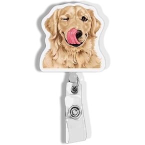 WIRESTER Retractable Badge Reel ID Holder with Alligator Clip for Office Worker, Medical Staffs, Student - Red Pembroke Welsh Corgi Dog