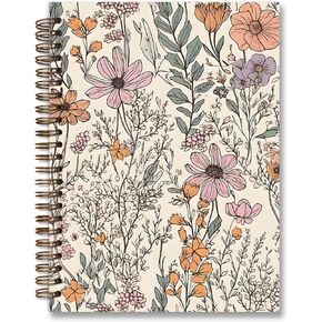 Vintage Flower Spiral Notebook Journal,Watercolor Floral College Ruled Spiral Notebook Journal for Teen Girls Student Teacher,Hardcover Spiral Notebook