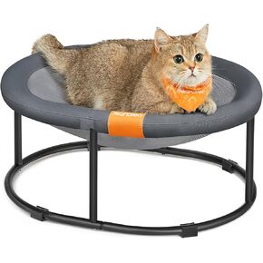 Feandrea Pet Bed, Cat Hammock, Elevated Cat Bed for Multiple Cats, with Removable Washable Mesh, for Pets up to 28 lb, Oval, Gray UPCB002G01