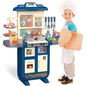 Play Kitchen Toys for Kids - 46-Piece Realistic Kitchen Set with Lights, Sounds, and Spray Function - Perfectly Gift for Ages 3+