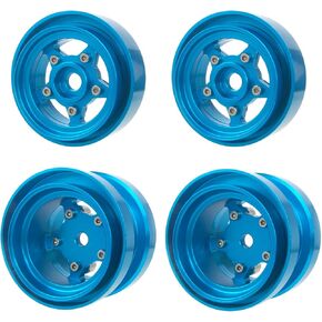 Aluminum Bead Lock Rim Set Wheel Hub Upgrade for Tamiya RC Grasshopper， Hornet， Mighty ，Frog ，Buggy Champ， Fast Attack， Fighting Buggy （Blue）