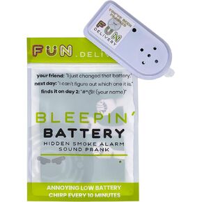 FUN delivery Bleepin' Battery: Hidden Annoying Smoke Alarm Beep Sound Device to Prank Friends & Family – Fun Joke Toy for Parties & Offices – Perfect for Pranksters