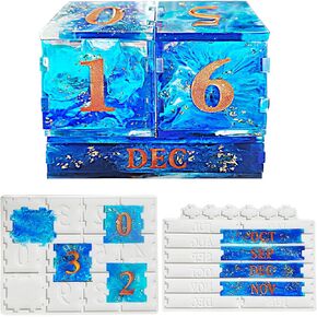 2 Pcs Homemade Calendar Silicone Molds for Resin Casting Perpetual Calendar Resin Molds Desk Calendar Epoxy Molds for DIY Resin Crafts Home Wall Decor,for Teachers, Farmhouse Office Birthday Present