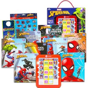 حزمة الكتب الإلكترونية Marvel Spiderman Me Reader المكونة من 8 كتب - كتب Marvel Avengers للأطفال الصغار، والأطفال الذين يضمون سبايدرمان وهالك والمزيد مع ملصقات | ألعاب مارفل التعليمية