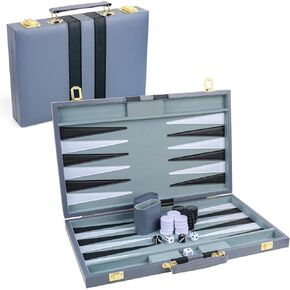 Backgammon Set 2 Players Classic Backgammon Sets for Adults Board Game with PU Leather Case Portable and Travel Backgammon Set (Brown, 11inch)