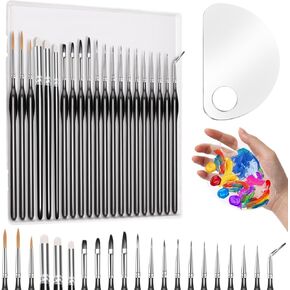 21PCS Miniature Paint Brushes with Palette, Pletpet Miniature Painting Brushes with Storage Box Model Paint Dry Brush Watercolor Detail Paint Brushes for Warhammer 40k, Miniature Model and Citadel