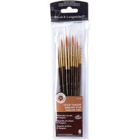 Royal & Langnickel Royal Zip N' Close Gold Taklon Round 6-Piece Brush Set