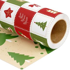 EverMerry Christmas Wrapping Paper Rolls-17 Inch X 33 Feet Wrapping Paper, Festive Double-Sided Wrapping Paper