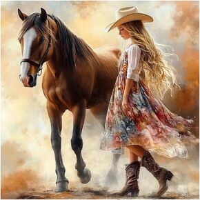 FHBUBPUP Horse Diamond Painting Kits for Adults, Diamond Art Kits for Beginners, 5D DIY Full Drill Round Gem Art, Paint with Diamond Beads Craft Home Wall Decor 12x12 inch