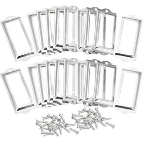 uxcell Metal Label Holders, 83x30mm 20pcs File Name Card Tag Label Holder Frame for Office Library Drawer Cabinet Shelves, Silver Tone