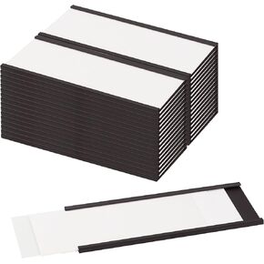 LLPT Magnetic Label Holder 4" x 1.6" 26 Packs C Channel White Paper Cards Protective Film Strong Removable for Shelf White Board Toolbox Metal Wall Cabinet Drawer(MH41626)
