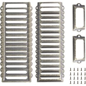 50Pcs Antique Label Holder, 2.36x0.7" Zinc Alloy Name Card File Cabinet Label Frame, Vintage Office Library Card Tag Label Holder, Antique Bronze