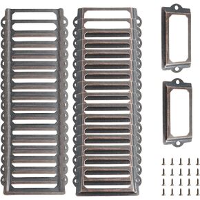 50Pcs Antique Label Holder, 2.36x0.7" Zinc Alloy Name Card File Cabinet Label Frame, Vintage Office Library Card Tag Label Holder, Antique Bronze in Kuwait