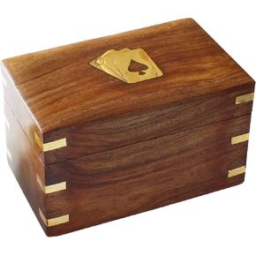 هدايا عيد الميلاد حزمة بطاقة مزدوجة صندوق بطاقات اللعب الخشبية | عبوتين من حامل تخزين البطاقات مع مجموعتين من بطاقات اللعب عالية الجودة كهدايا بمناسبة الانتقال لمنزل جديد له in Kuwait