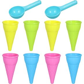 Toddmomy Toodler Toys 10 Pieces Plastic Ice Cream Cones Scoop Outdoor Beach Toys Set Kids Sand Mold Set Seaside Play Sand Toys for Kids Outdoor Toys