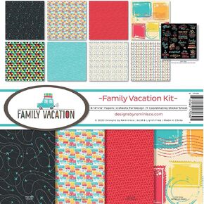 Reminisce Family Vacation Scrapbook Collection Kit Paper Crafts, Multi Color Palette