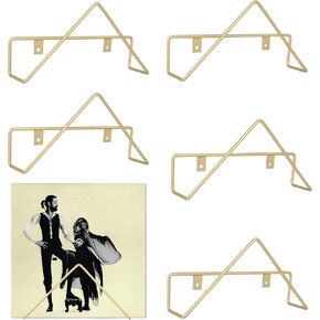 Vinyl Record Holder Wall Mount Vinyl Record Shelf - 6 Pack 8-inch Gold Metal Vinyl Record Display Shelf Vinyl Holder for Vinyl Display & Vinyl Storage, Includes Mounting Hardware for Record Shelves