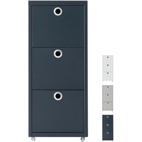 Rolled Storage Cabinet, 3-Tier Small Size Steel Office File Cabinet, Under Desk Multipurpose Organizer, 11 x 16.1 x 27 Inches, Assembly Required, for Home Office, Bedroom, Kids Room- White