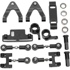 SUNGOOYUE RC Car Metal Accessories Set, RC Upper Lower Suspension Arm + Steering Cup + Hex Adapter Hex Adapter WPL D12 RC Car(Silver)