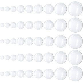 90 Pack Round Shaped Assorted Clear Glass Cabochons 8mm 10mm 12mm 15mm 16mm 18mm 20mm 25mm 30mm Flat Back Cameo Dome Tile for Pendant Tray Bezel Base Settings DIY Jewelry Findings