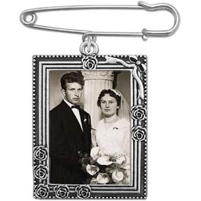 Wedding Boutonniere Bouquet Charm Pin Rose Portrait Frame Photo Charm Mother of the Bride Groom with Photo Resizing Software