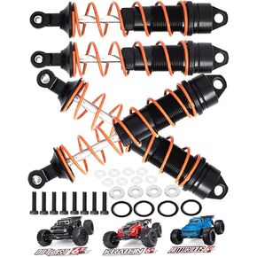 Aluminum Big Bore Shocks Upgrades Parts for Arrma 1/8 Kraton 6S BLX Outcast 6S BLX Notorious 6S BLX,4PCS Front Rear Full Metal Dampers Hops Up Absorbers,Replace ARA330621 ARA330622 (Gray)