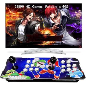 FVBADE [28890 Game in 1] 60S Pandora Box Mini Arcade Console للأطفال المتوافقة مع الكمبيوتر الشخصي وجهاز العرض والتلفزيون، ألعاب ثلاثية الأبعاد 1-4 لاعبين عصا تحكم مزدوجة قائمة الألعاب المفضلة فئة حفظ/بحث/إخفاء/إيقاف مؤقت للألعاب in Kuwait