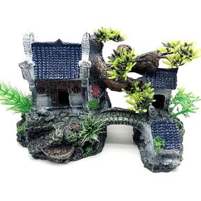 Classical Lifelike Chinese Landscape Resin Aquarium Castle Decorations Fish Tank Ornaments (Building)