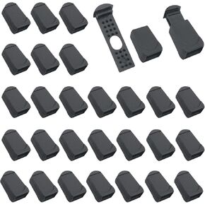 30PCS Plastic Drawstring Tail Clip Buckle Parachute Rope Luggage Tail Clip Buckle Hanger Bell Drawstring Tail Clip Buckle Fixed Rope Tool For Outdoor Rucksack Travel Bag Jacket Black