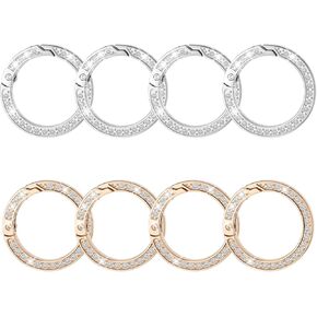 Spring O Rings, 8 Pcs Round Carabiner Metal Zinc Alloy Snap Clip Buckle Small Hook Clip Keychain DIY Accessories for Keyrings Handbag Bags Craft Making