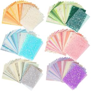 256 Sheets Textured Scrapbook Paper Set, 6 Pack Mesh Fabric and Lace Edged Mixed Special textured cardstock for Scrapbook Planner Letter Writing Mixed Media Collage Card Embellishments 3.9x5.9 Inch