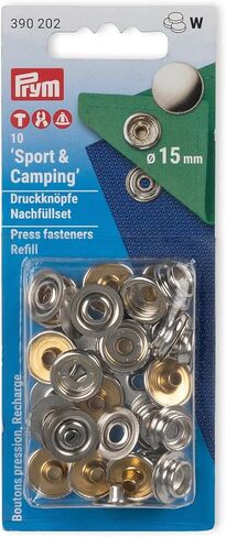 Prym 15mm No-Sew Sport & Camping Refill, 10 PC Snap Fasteners, Silver, Count in Saudi Arabia