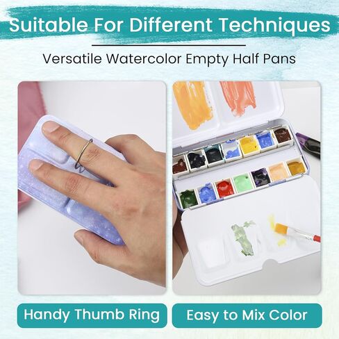 Empty Watercolor Palette with Paint Tray and 14PCS Empty Watercolor Half Pans - Sturdy Empty Watercolor Palette Tin - Watercolor Travel Palette Empty in Kuwait
