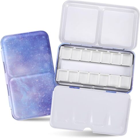 Empty Watercolor Palette with Paint Tray and 14PCS Empty Watercolor Half Pans - Sturdy Empty Watercolor Palette Tin - Watercolor Travel Palette Empty in Kuwait