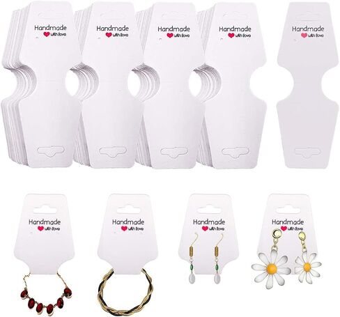 Bracelet Display Cards, 100 Necklace Jewelry Holder Cards Self Adhesive,Jewelry Packaging for Small Business Kraft Paper Cards for Necklaces,Choker,Keychains,Bracelet,Headband,Jewelry Display Cards in Saudi Arabia