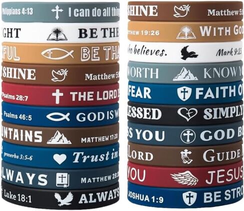 20PCS Bible Verse Silicone Bracelets Bible Verse Rubber Bracelets Religious Christian Scripture Wristbands Christian Quote Rubber Bracelets Christian Party Favor in Saudi Arabia