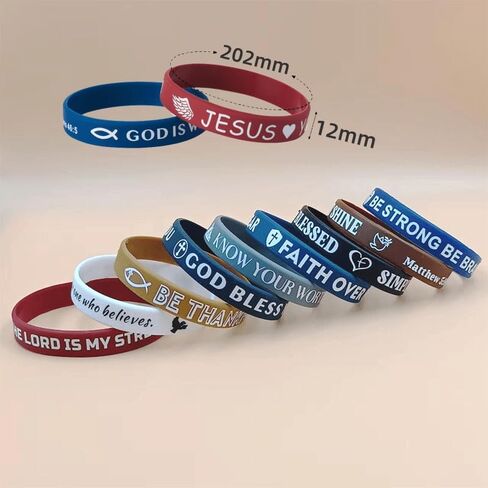 20PCS Bible Verse Silicone Bracelets Bible Verse Rubber Bracelets Religious Christian Scripture Wristbands Christian Quote Rubber Bracelets Christian Party Favor in Saudi Arabia