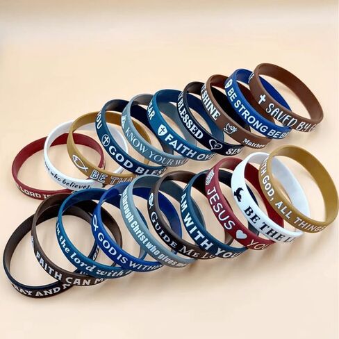 20PCS Bible Verse Silicone Bracelets Bible Verse Rubber Bracelets Religious Christian Scripture Wristbands Christian Quote Rubber Bracelets Christian Party Favor in Saudi Arabia