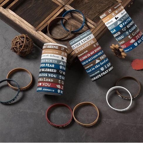20PCS Bible Verse Silicone Bracelets Bible Verse Rubber Bracelets Religious Christian Scripture Wristbands Christian Quote Rubber Bracelets Christian Party Favor in Saudi Arabia