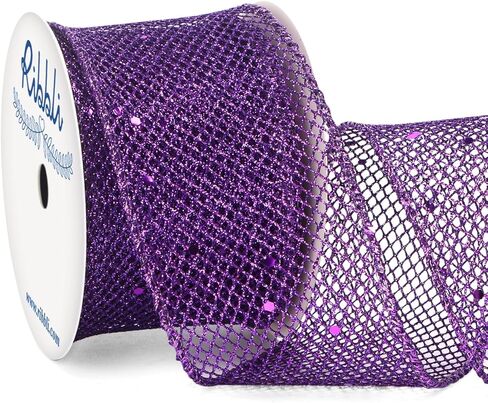 Ribbli Pink Glitter Wired Ribbon for Christmas Tree Diamond Mesh Sparkling Ribbon 2.5 Inch x 10 Yard Christmas Wired Ribbon for Gift Wrapping Crafts Wreath Supplies in Saudi Arabia