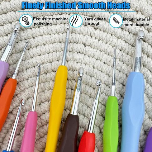 Weabetfu Crochet Hook 14 Sizes Crochet Hook Set,50pcs Yarn Crochet Kit for Beginners Ergonomic Soft Handles for Arthritic Hands,Crochet Needles Kit with Case for Crocheters(2mm-10mm) in Kuwait