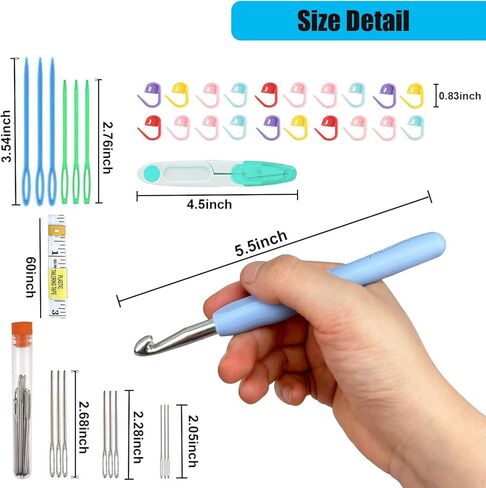 Weabetfu Crochet Hook 14 Sizes Crochet Hook Set,50pcs Yarn Crochet Kit for Beginners Ergonomic Soft Handles for Arthritic Hands,Crochet Needles Kit with Case for Crocheters(2mm-10mm) in Kuwait