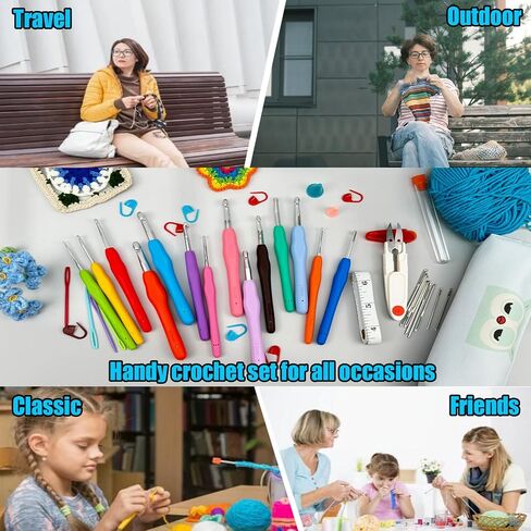 Weabetfu Crochet Hook 14 Sizes Crochet Hook Set,50pcs Yarn Crochet Kit for Beginners Ergonomic Soft Handles for Arthritic Hands,Crochet Needles Kit with Case for Crocheters(2mm-10mm) in Kuwait
