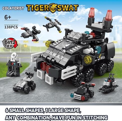SWAT Armored Vehicle Building Set, 117 PCS Mini Military Building Blocks, Military Sets for Boys and Girls Age 6 and Up in Saudi Arabia